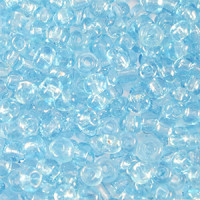Glass seed beads 8/0 (3mm) Transparent aquamarine blue